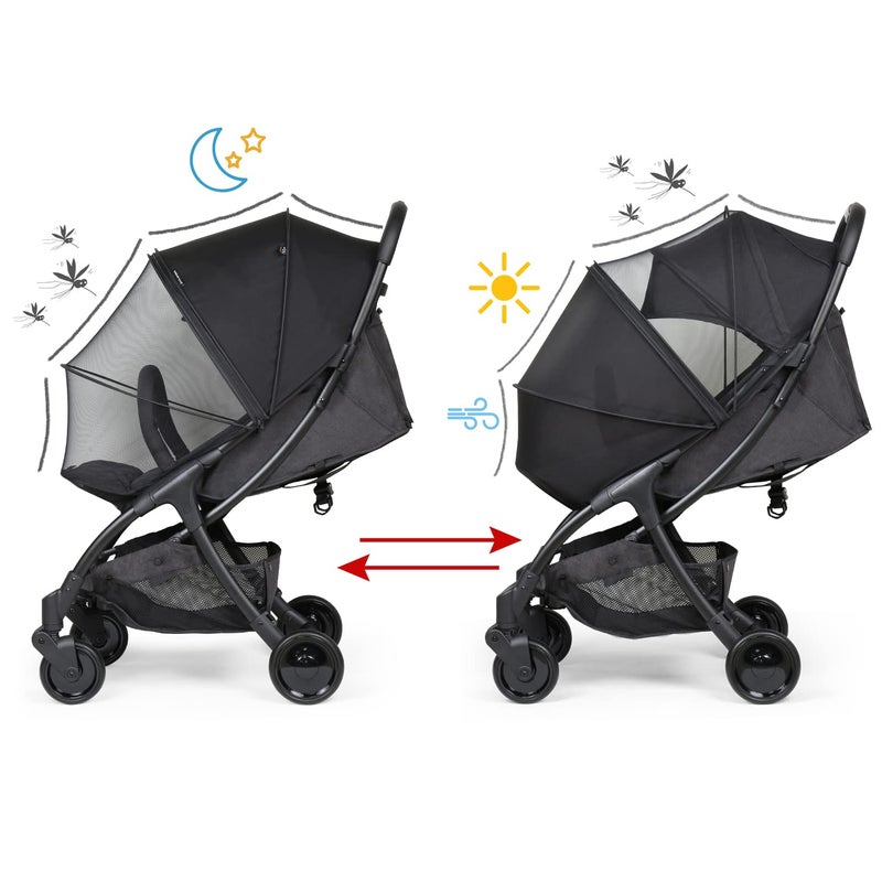 Beberoad Love Universal Stroller Sun Shade & Mosquito Net – 2-in-1 Baby Stroller Cover with UV Protection & 2-Way Zipper for Infant Carriages, Prams, and Travel Strollers (Black) - Image 3
